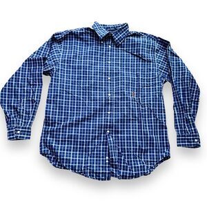 Tommy Hilfiger Mens Large Button Down Shirt Long Sleeve Blue Plaid